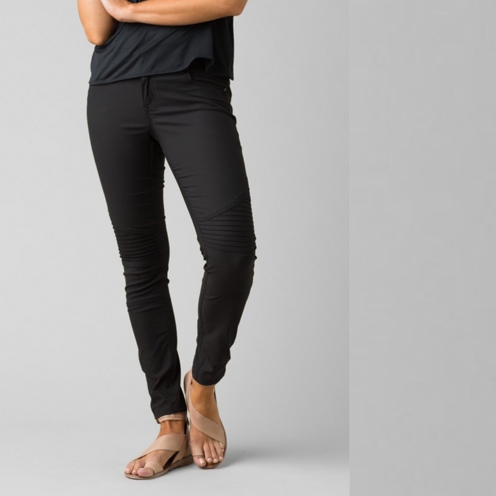 Prana Black Skinny Moto Pants - Picture 3 of 16